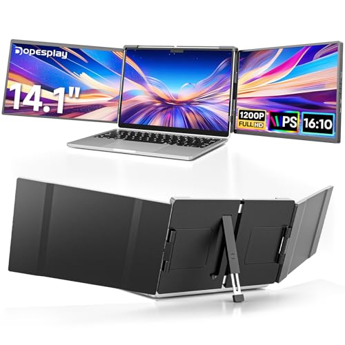 Dopesplay 2025 Neuestes Laptop Screen Extender, 14.1' FHD 1200P IPS Display Laptop Bildschirm Erweiterung, Plug & Play Triple Monitor, Kompatibel mit 14'-17' für Windows, Mac, Android, Chrome