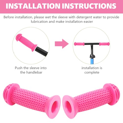 Image of Proberos Kids Bike Handle Grip 3.9 inches Soft Silicone Grip Sleeve Cover Porous Silicone Anti-slip Grip Universal Children's Bicycle Grips for Scooter, Tricycle, Children's Balance Bike, Pink