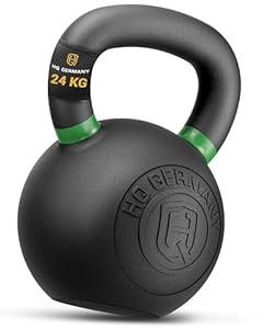 HQ Germany® Kettlebell 24kg [Pulverbeschichtung] - Gusseisen Kettlebell Set mit ±2% Gewichtstoleranz - Kugelhantel Gewicht, Hantel Gewichte Set, Kettle Bell, Premium Kettlebells mit Pulverbeschichtung