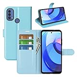 Fertuo Hülle für Motorola Moto E20 / E40 / E30, Handyhülle Leder Flip Hülle Tasche mit Standfunktion, Kartenfach, Magnetschnalle, Silikon Bumper Schutzhülle Cover für Moto E20 / E40 / E30, Blau
