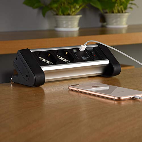 Electraline 62092 Multipresa da Scrivania con Cavo...