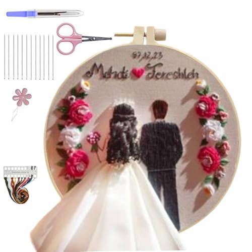 Wedding Photos Embroidery Starter Kit, Valentine's Day Gifts，DIY Needle Punch