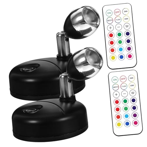 Foco LED de interior regulable a pilas Kisangel negro mini pack de 2 luces direccionales para pared