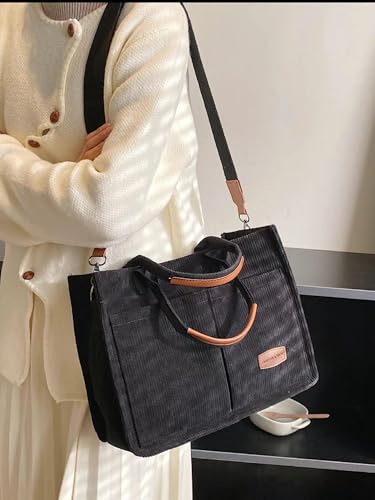 Image of Cherry Tote Bag for Women Canvas Patched Purse Cute Shoulder Bag Multi-Pocket Satchel Handbag for work travel