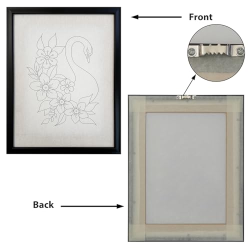 Image of picknMAKE Hand Cross Stitch Embroidery Kits for Beginners Adults with Cloth Fabric, Framed White Swan Pattern to do Embroidery with Instruction and All Material Included