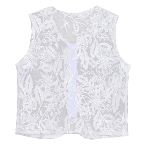 Choomomo Kids Girls V Neck Sleeveless Embroidery Lace Waistcoat Vest with Front Zipper for Dance Show2