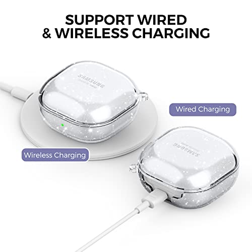 Ahastyle Compatible With Samsung Galaxy Buds 2 Pro Case / Galaxy Buds 2 Case / Galaxy Buds Pro Case / Galaxy Buds Live Case Transparent Cover [Anti-Yellowing] (Shine) #TOP5