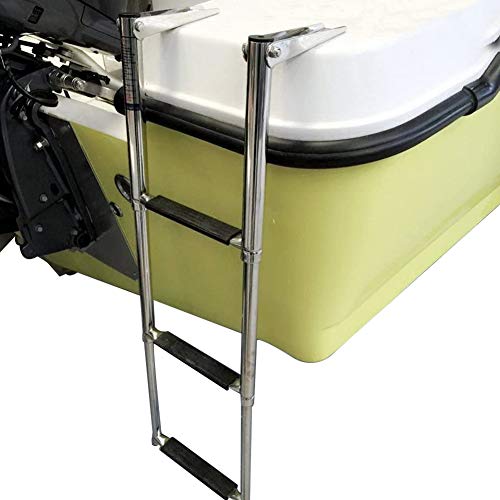 Prairie Metal Stainless Steel Telescoping Boat Marine Ladder 3 Step Folding Swim Ladder