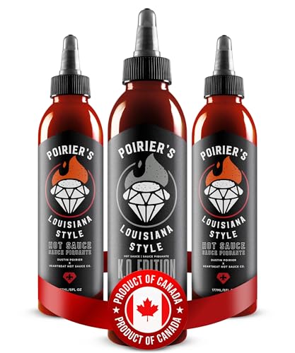 Heartbeat Hot Sauce Poirier's Louisiana Style Hot Sauce 3-Pack Gift Pack by Dustin Poirier - 100% Product of Canada, All Natural and Small Batch Fermented - Preservative-Free, Non GMO (3 x 177 mL)