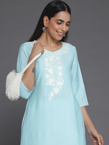 Image of Libas Womens Yoke Design Silk Straight Kurta for Women Suit