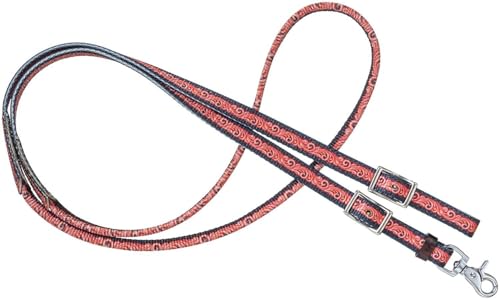 Tough 1 Nylon Rolled Roping Reins Navy Tooled