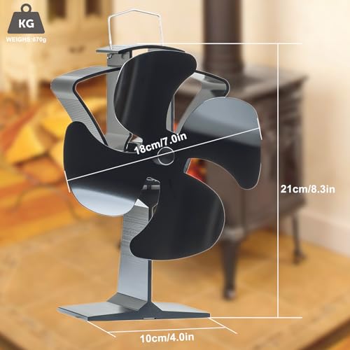 Image of Tomersun 4 Blades Heat Powered Stove Fireplace Fan for Home Wood Log Burning Fireplace Circulating Warm Air Saving Fuel Efficiently