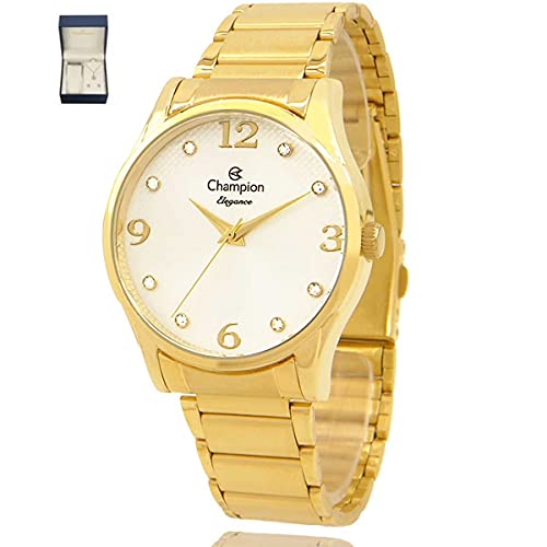 Relógio Feminino Dourado Champion Cn26215W + Kit Bijuteria