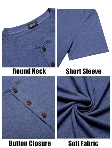 Image of COOFANDY Men's Henley Shirts Short Sleeve Casual Basic Tee Summer Button Henley Soild T Shirts