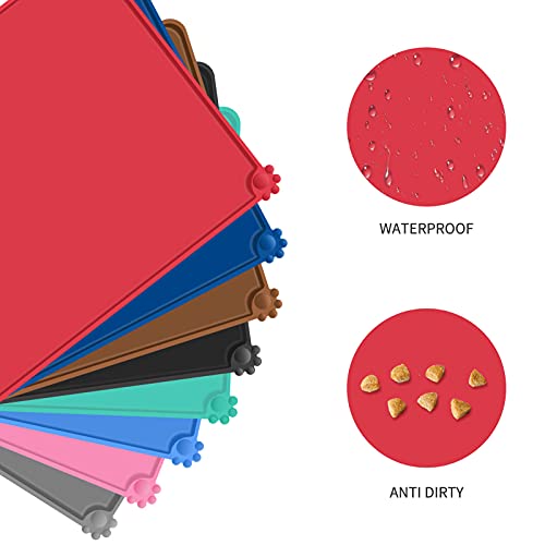 LUXACO Silicone Pet Pad, Cat Dog Bowl, Anti-Slip Waterproof Pad, Edge Raised, Floor Waterproof, Multiple Colors and… - Image 5