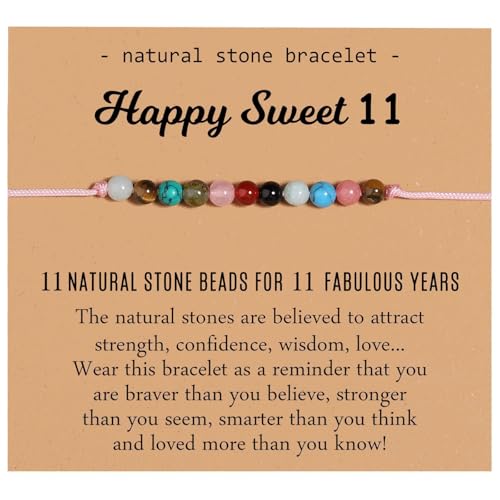 Birthday Gifts Bracelet Happy Birthday Charm Bracelet for Year Old Gifts Adjustable Trendy Natural Stone Charm Bracelets Gifts Jewelry Birthday Gifts with Message Card