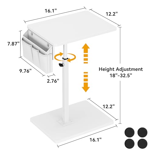 Vagusicc Sofa Armrest Tray Table for Couch, 360° Swivel Height Adjustable TV Tray Table for Small Spaces, Snack Side Table for Couch, Bed, Chair, C Shaped End Side Table for Eating, Reading, Laptop by Vagusicc - Used condition - Image 3