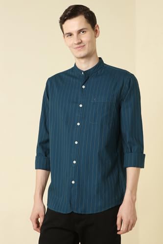 Image of Allen Solly Men's Casual Mandarin Collar Shirt | Regular Fit | Contemporary Design | Smart Casual Wear