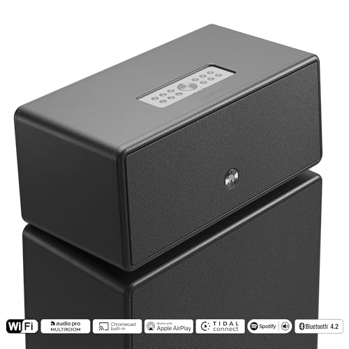 Image of Audio Pro DRUMFIRE MKII Wireless Speaker | High Fidelity, Multiroom Bluetooth Speaker w /RCA & WiFi Input (2.4 & 5GHz) | Built-in Chromecast, AirPlay2 & Spotify Connect Compatible | Black