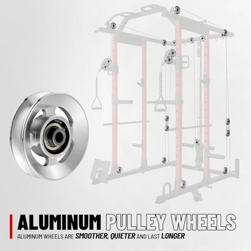Image of Mikolo Power Cage, Power Rack with Cable Crossover System, 1500LBS Squat Rack with LAT Pull Down System, Workout Cage with Pulley System for Fitness Home Gym
