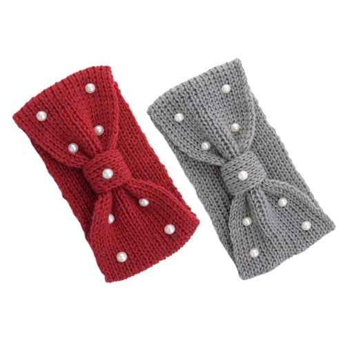 BESPORTBLE Luxurious Pearl Bow Headband Knitted Women's Headwrap Warm Ear Warmer Stylish Comfortable for Seasons