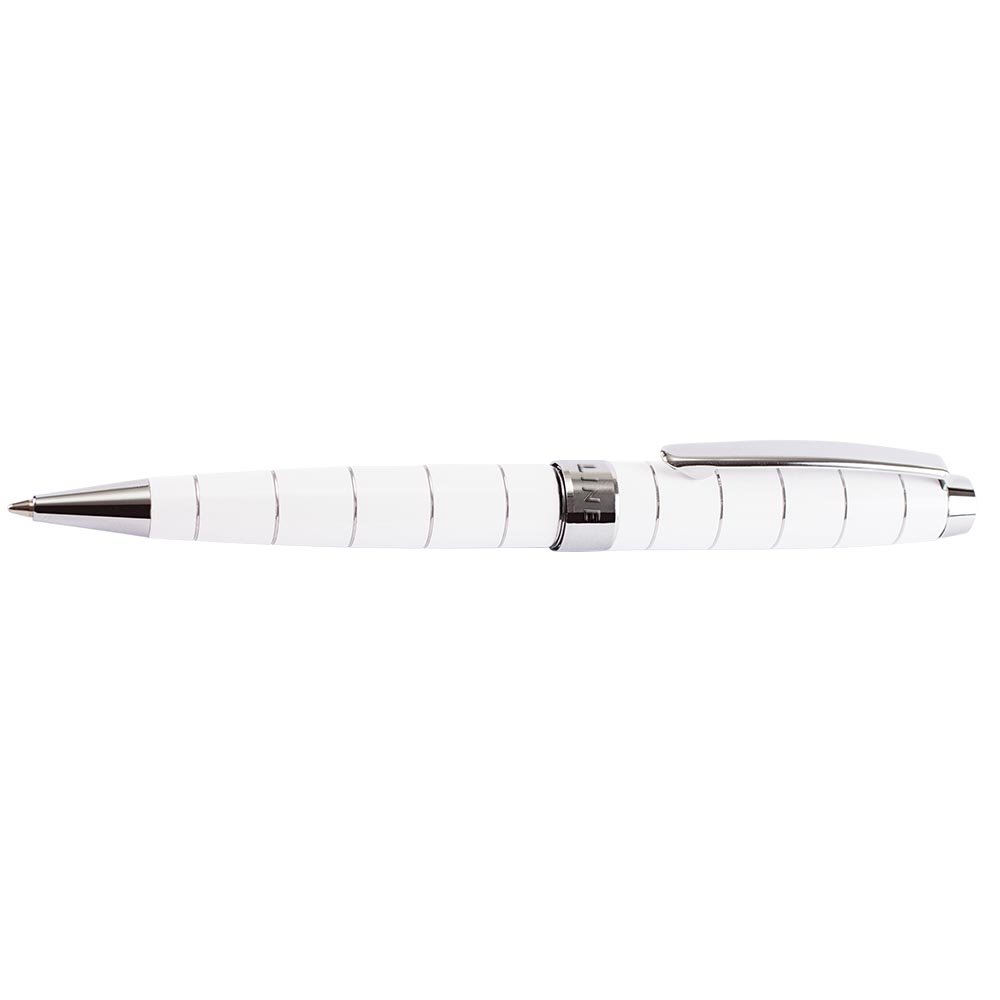 ONLINE Geschenkset mit Metall-Füllhalter und Drehkugelschreiber Lined White, inkl. Echtleder-Etui,in zeitlosem Design