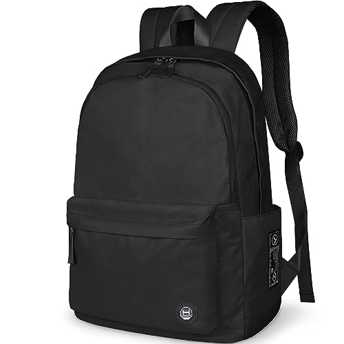Mochila unisex, clásica y ligera para viajes universitarios - Bolsas de trabajo, escolar y de negocios - Mochila para hombres, mujeres y niños, se adapta a portátiles de 15 pulgadas (Negro)