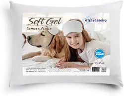 Travesseiro Soft Gel Infantil Toque Macio e Tecnologia Refrescante 30x45cm, Fibra de Poliéster Siliconizada, Antialérgico, Lavável, Branco
