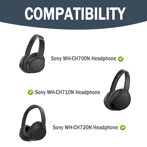 Almohadillas de repuesto para auriculares Sony WH-CH700N, WH-CH710N y WH-CH720N, fundas para orejeras, tapones para auriculares, piezas de reparación (negro) miniatura 2