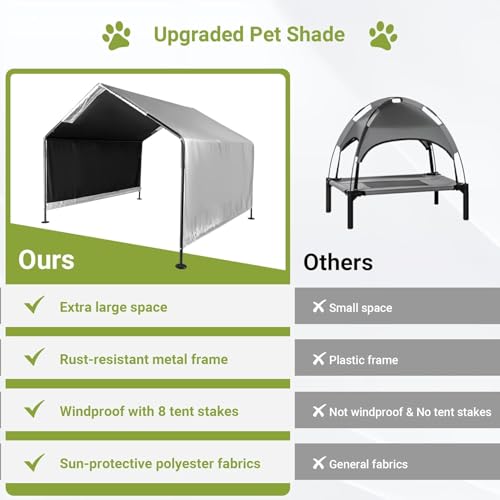 Toriexon Dog Shade for Outside, 4\'x4\'x3\' Large Outdoor Dog Tent, Waterproof All-Season Pet Canopy Shelter with Ground Nails for Dogs, Cats, Small Animals and Livestock