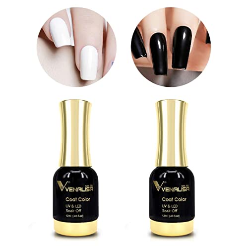 VENALISA 2 PCS 12Ml Black White Color Gel Nail Polish Nail Art...