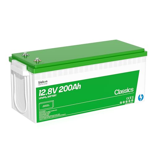 SIEKON 12V 200Ah Lithium LiFePO4 Deep Cycle Battery, Low-temp Protection,Max 2560Wh Power Output, 4000-15000 Cycletimes for Homeback up Power, Solar Power, Off-Grid, Marine
