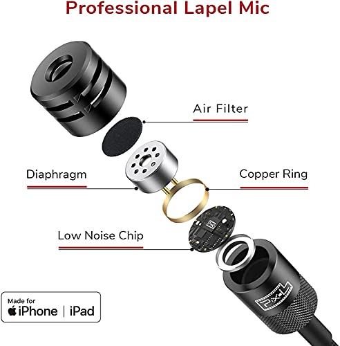 Pixel Lavalier Mikrofon Kompatibel mit iPhone/IPad (Apple MFi-Zertifiziert) für Videoaufnahmen Livestream Vlog YouTube Facebook mit 3m Kabel