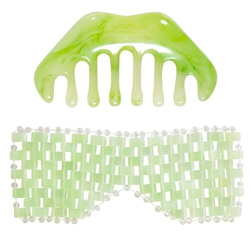 1 Maschera Per Gli Occhi In Giada E 1 Pettine Raschiante, Maschera Per Gli Occhi Riutilizzabile, Maschera Per Gli Occhi Creativa, Massaggiatore Per Gli Occhi, Maschera Per Gli Occhi Per Il Sonno