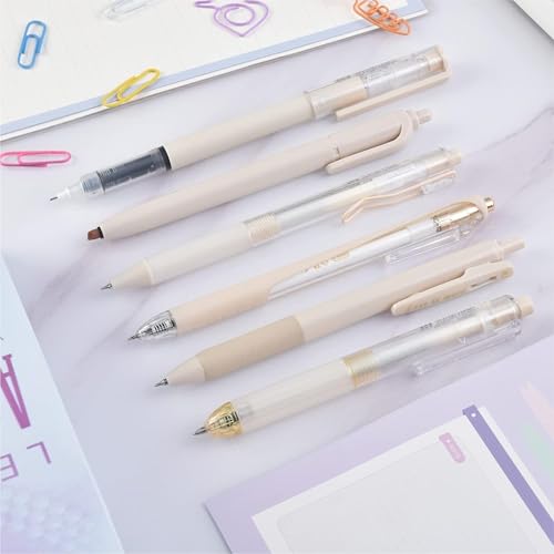 Image of 6 Pcs Korean Aesthetic Pastel Pen Set Blue Ink Cute Stationery for Girls Kawaii Fancy Gift Pens Aesthetic Office Supplies