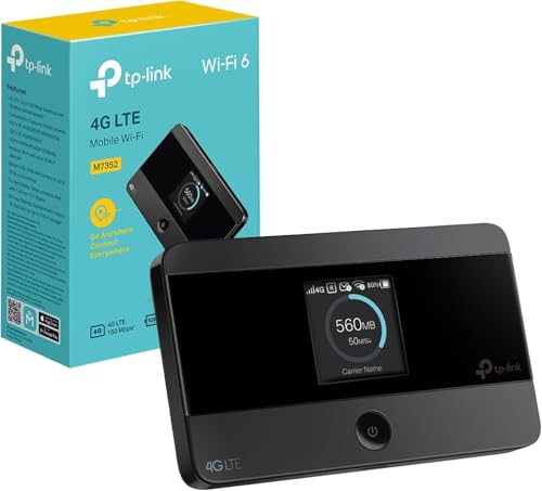 TP Link M7352   Router WiFi Portátil 4G LTE WiFi 6, hasta 150 Mbps, Hotspot hasta 10 Dispositivos, Pantalla, Batería 10h, Ranura SIM y microSD hasta 2TB