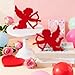 Yousoontic 4 Pcs Valentine's Day Heart and Cupid Table Decor Red Sign with Arrow Wood Decorations for Shelf Coffee Anniversary Table Home Wedding Gifts Supplies