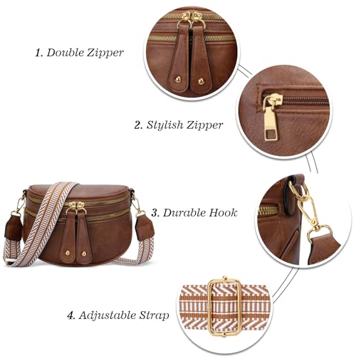 Image of KKXIU Crossbody Sling Bag for Women Trendy Fanny Pack Vegan Leather Chest Bag | Trendy
