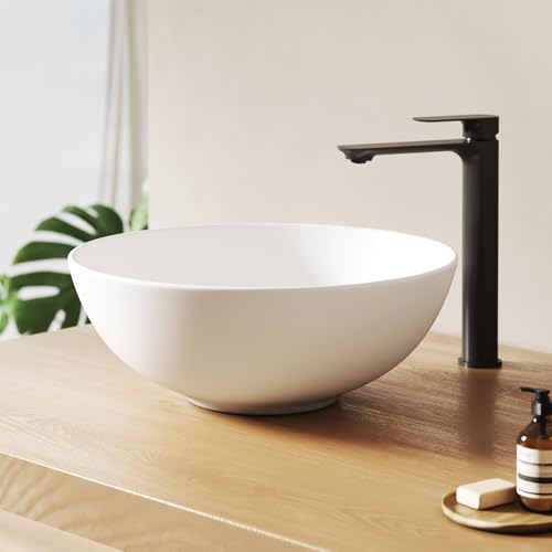 EMKE Countertop washbasin Round, 41 x 41 x 15 cm, raw White (Light Cream)
