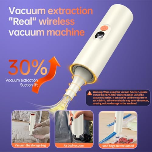 Image of 4 in 1 Car Handheld Vacuum 14000PA High Power, Portable Cordless Small Vacuum, Blow & Suction 2 in 1, Up to 30 Mins Runtime, Cleaner for Home, Car, Office (Beige)