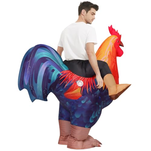 COMIN Inflatable Chicken Costume Rooster Adult Suit Funny Cosplay Halloween Costume for Men Women Birthday Christmas