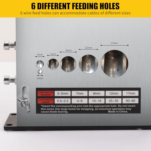 Image of Manual Wire Stripping Machine, Drill Powered Wire Stripper Machine with 6 Channels & 5 Blades, Portable Cable Stripper Tool with Hand Crank for 0.1 inch to 0.67 inch Scrap Copper Cables Recycling