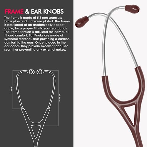Image of ELKO TECHNO III SS Stainless Steel Stethoscope with ENGRAVING | Engrave Your Name or Initials on the Chest Piece | Lightweight Double-Sided Stainless Steel Chest piece | Two-Way PVC Tubing | Ideal for Doctors & Medical Students (Brown)