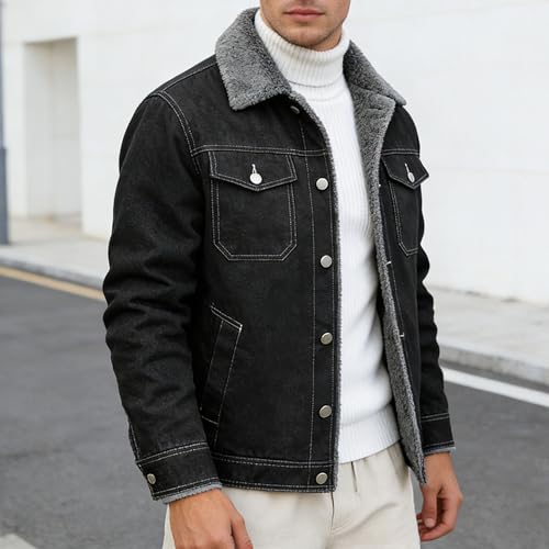 Chaqueta de denim para hombre forrada con polar miniatura 3