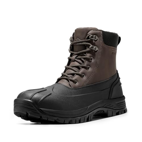 Image of NORTIV 8 Mens Winter Boots Lightweight Casual Waterproof Slip Resistance Work Boot SNSB233M BROWN Size 12