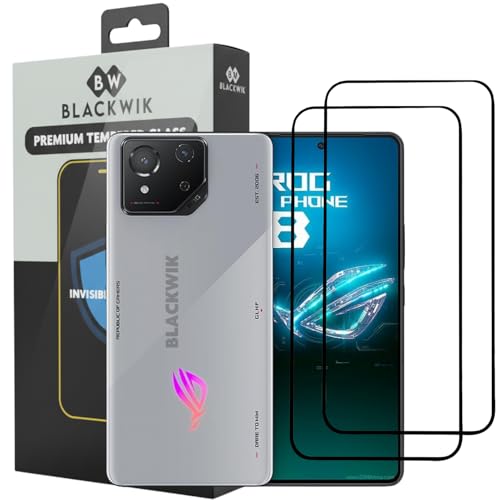 Image of Blackwik Tempered Glass Screen Protector for Asus ROG 8 / Asus ROG 8 Pro with Edge-To-Edge Protector Coverage | Easy Installation Kit (Black) (Pack Of 2)