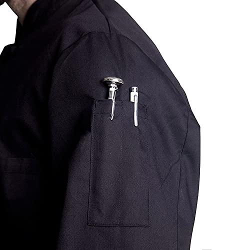 PALLTEX Nozomi LS Kochjacke Unisex Kochjacke Damen Kochjacke Herren Schwarz/Weiss Kochkleidung Professional Chef Uniform Langarm (Schwarz, XL) – Bild 3