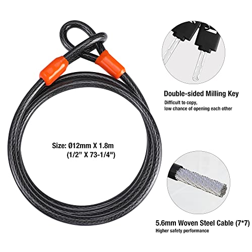 ValueMax Bike Lock - 16mm High Security Bike U Lock, with 1.8m(6FT) Security Bike Cable, Heavy Duty Cycle D Lock and Mount Holder, for Motorcycles/Scooters/Bicycles/Door Black Orange - Image 6