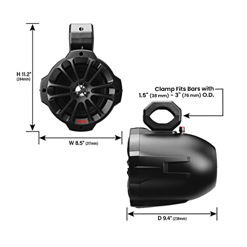 Image of BOSS Audio Systems B62ABT ATV UTV Marine Weatherproof Waketower System - Amplified, 6.5 Inch Stereo Speakers, Full Range, 2 Way, Tweeters, Bluetooth, IPX5 Rated, Sold in Pairs, for Boat, Wake Tower