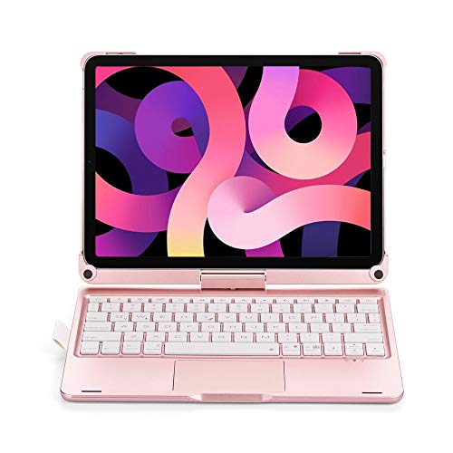 Featured Product Touchpad iPad Keyboard Case for iPad Air 4 10.9, iPad Pro 11 2020/2018, ONHI 360 Rotating Smart Keyboard Folio Case, Built-in Touchpad, Pencil Holder, Backlit, Compatible with iPad 10.9/11(Rose Gold)